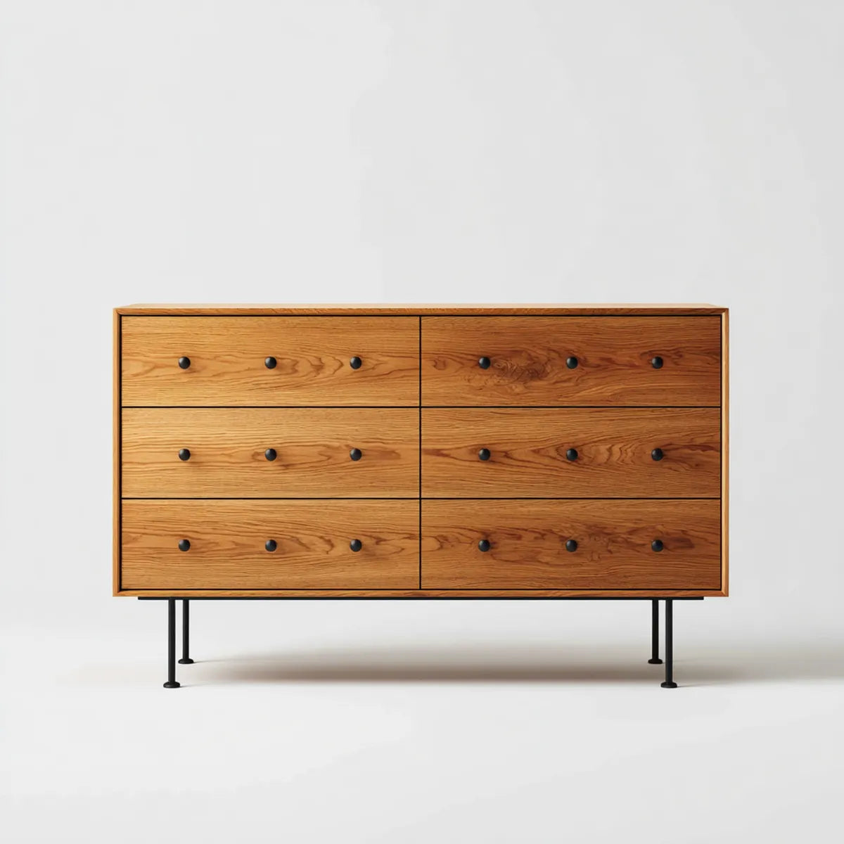 Komoda, Kostium z 6 szufladami Naturalna brązowy 160 x 45 x 85 cm lity dąb z drewna prostokątna