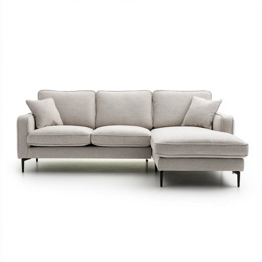 Sofa, Kanapa narożna z recyrem na prawej szarej, szarej, 260 x 160 x 85 cm poliestru w kształcie litery L
