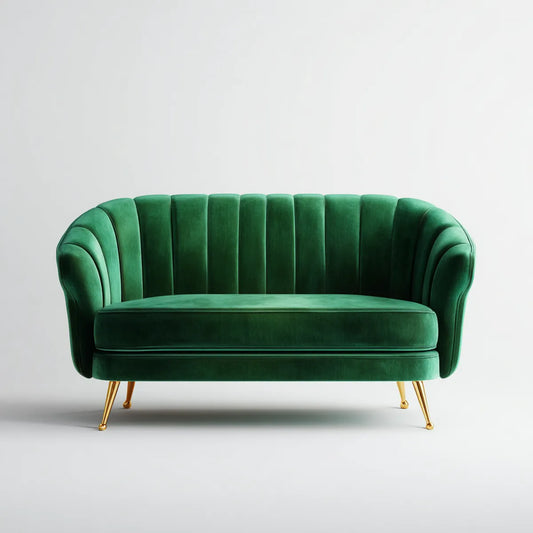 sofa 2-osobowa zielony 160 x 83 x 78 cm poliester aksamit ze stalowych nóżek okrągłe