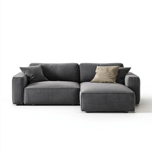 Sofa kątowa ciemnoszara 260 x 160 x 85 cm z rekamierem w prawym poliestrze