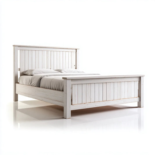 Łóżko dwuosobowe, Podwójne łóżko ramy łóżko białe 180 x 200 cm Pine lite drewno prostokątne